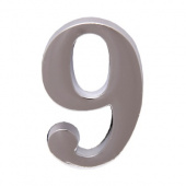 Цифра дверная АЛЛЮР "9" на клеевой основе хром (мет)