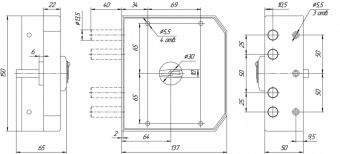 Замок накладной Меттэм ЗН4 090.0.0 (ЗНСП-М09) (5 ключей) - 5129_2