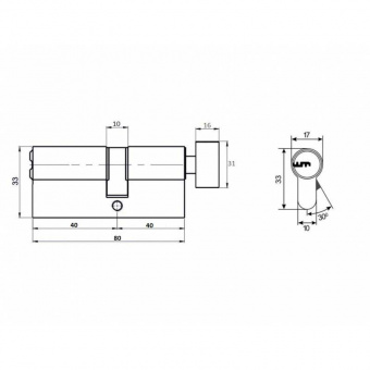 Цилиндровый механизм VETTORE ZN M80 ZC G (40T*40) - 13696_2