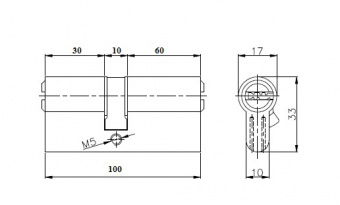 Цилиндровый механизм АЛЛЮР DL-01 100(30х10х60) BP перекод.5+2 перфокл. - 2268_2
