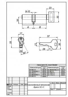 Цилиндровый механизм APECS SC-110-C-G - 2728_2 ВЕРТ