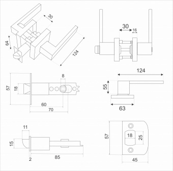 Ручка - защелка VETTORE A8581 BK MBP (поворотник-заглушка) (Черный матовый)  - 15211_2