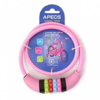 Замок велосипедный Apecs PD-82-65CM-CODE-PINK - 6996