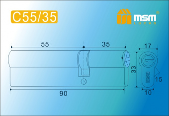 Цилиндровый механизм MSM С55\35 мм кл\кл SN перфо.ключ (Матовый никель) - 14106_2