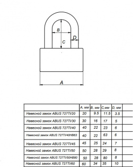 Замок навесной ABUS 727TI/40HB63 C/BLISTER - 727