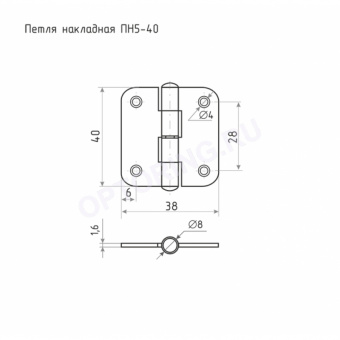 Петля накладная МЕТАЛЛИСТ ПН5-40 (белая) - 10231_10