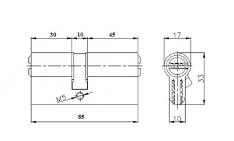 Цилиндровый механизм АЛЛЮР DL-01 85(30х10х45) BP перекод.5+2 перфокл. - 7830_2