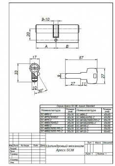 Цилиндровый механизм APECS SM-100-NI - 2809_2 КЛ