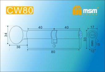 Цилиндровый механизм MSM СW80 мм кл\вер SN перфо.ключ (Матовый никель) - 13949sxema