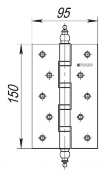 Петля универсальная Fuaro 4ВВ/Е 150*95*3 РN - 1077_10