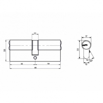Цилиндровый механизм VETTORE ZN M85 Z SN (32*53) - 13695_2