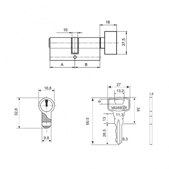 Цилиндровый механизм VANGER YC-60-C-CR - 14513_2