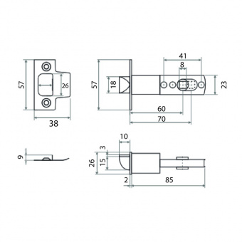 Защелка VETTORE C-07B 107 KNOB (без ручек) AB (Бронза)  - 14906_2
