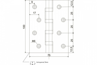 ABRISSE петля 100х75х3mm-4ВВ MSN (Сатин) - 170397713