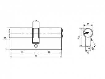 Цилиндровый механизм VЕTTORE ZN M70 Z NI (35*35) - 13605_2