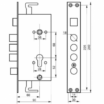 Замок врезной MASTER LOCK 3024-Зр левый автомат - 3024 3р