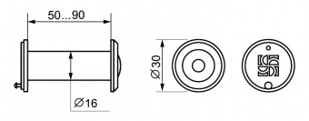 Глазок дверной FUARO DVZ3,16/200/50х90 Золото (пластик) - 839_2