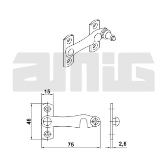 Задвижка оконная AMIG черная IZ-П (3 IZ правая)(20\100) - 14286_2