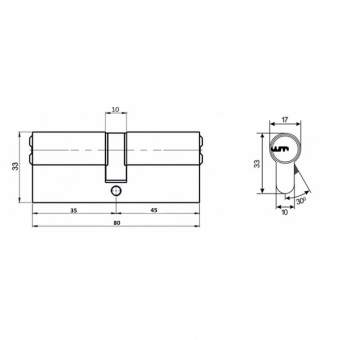 Цилиндровый механизм VETTORE ZN M80 Z SN (35*45) - 13697_2