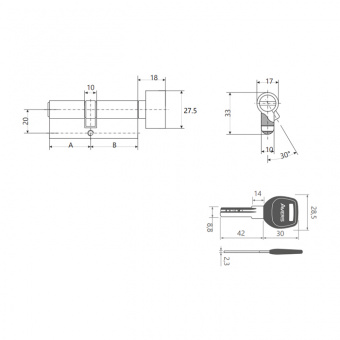 Цилиндровый механизм AVERS JM-60-C-G - 14511_2